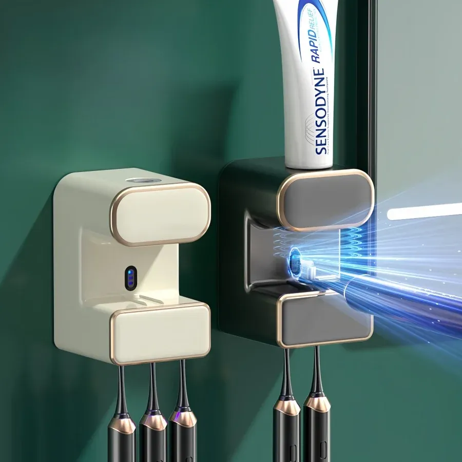 Presse-dentifrice électrique mural avec stérilisation UV, installation sans perçage et support pour brosse à dents HOToothbrush T1 - Image 1