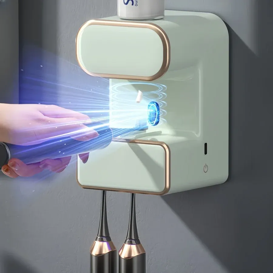 Presse-dentifrice électrique mural avec stérilisation UV, installation sans perçage et support pour brosse à dents HOToothbrush T1 3