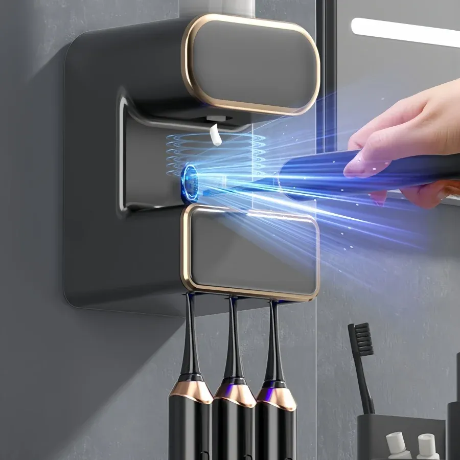 Presse-dentifrice mural HOToothbrush T1, mise en situation