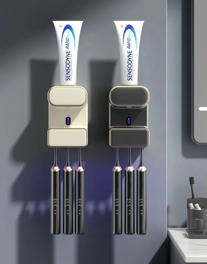 Presse-dentifrice mural HOToothbrush T1, intégration dans la salle de bain