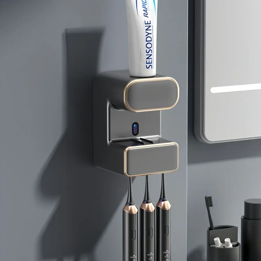 Presse-dentifrice électrique mural avec stérilisation UV, installation sans perçage et support pour brosse à dents HOToothbrush T1 7