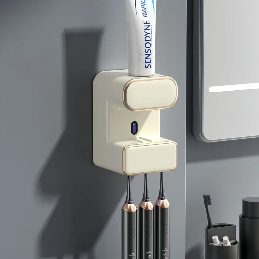 Presse-dentifrice électrique mural avec stérilisation UV, installation sans perçage et support pour brosse à dents HOToothbrush T1 8