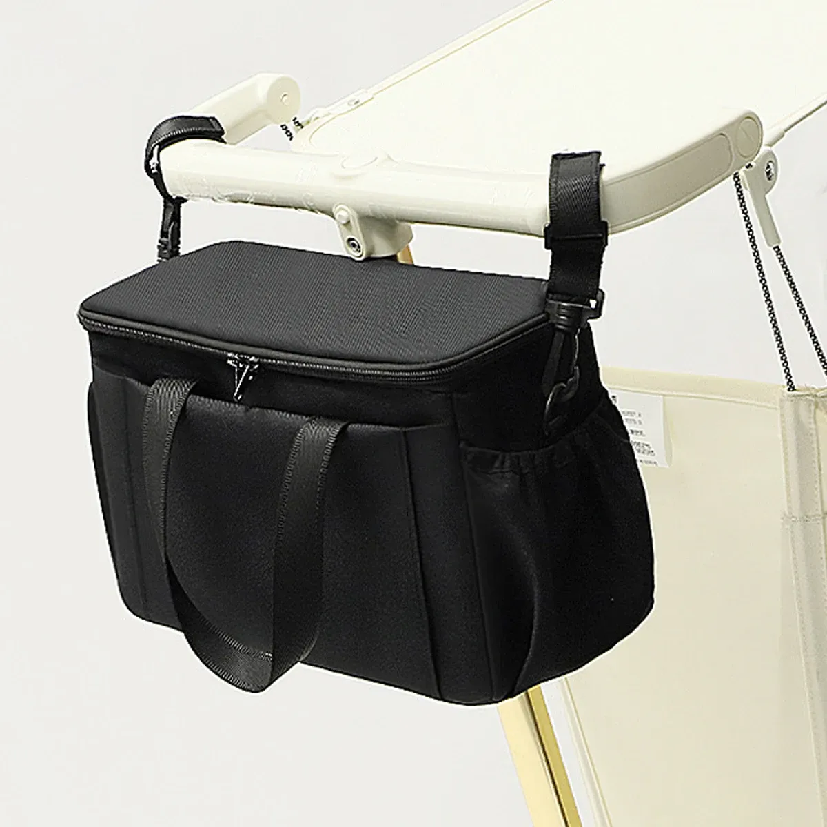 Organiseur de poussette grande capacité avec porte-biberon et sac à couches, accessoire pour bébé