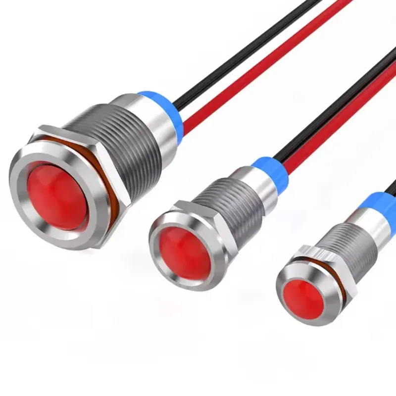 Voyant lumineux LED métallique étanche, 6 mm, avec fil, 6 V, 12 V, 24 V et 220 V, bouton rouge/jaune/bleu/vert/blanc 2