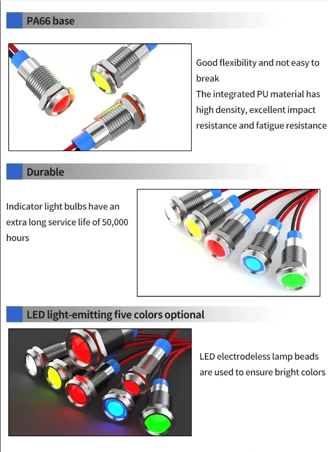 Indicateur lumineux LED, détail du design et des finitions