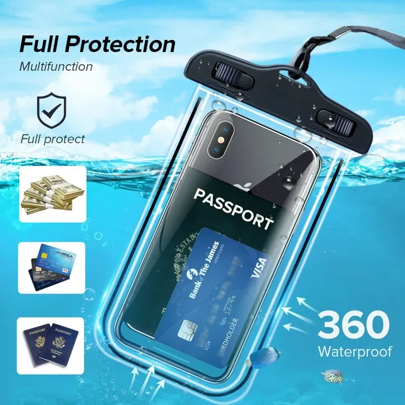 Sac étanche universel pour téléphone portable, pochette pour la natation et sports nautiques 2
