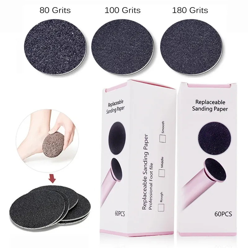 Lot de 60 disques de ponçage de rechange pour lime à pieds électrique, accessoires pour machine à pédicure et retrait des callosités 3