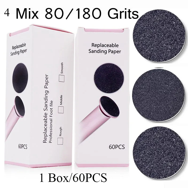 Lot de 60 disques de ponçage de rechange pour lime à pieds électrique, accessoires pour machine à pédicure et retrait des callosités 7