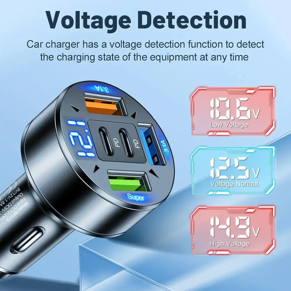 Chargeur de voiture 5 en 1 PD QC3.0