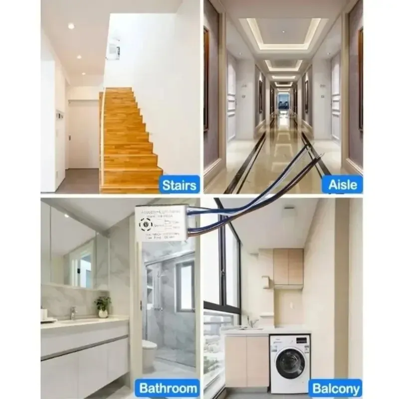 Interrupteur intelligent à détection vocale, sonore et de mouvement, à allumage et extinction automatiques pour escalier et couloir 6