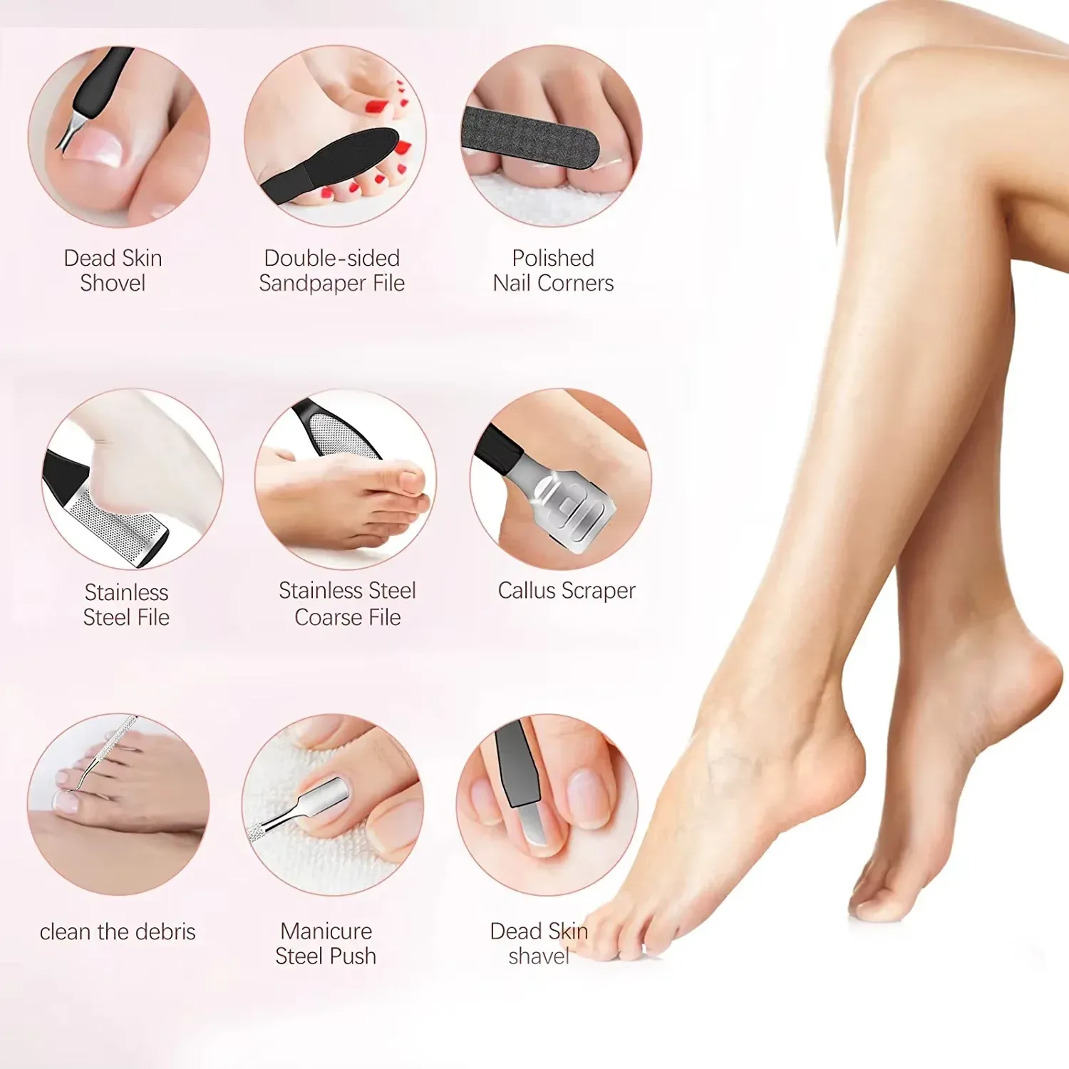 Lime électrique rechargeable pour pieds, ensemble 1 + 10 accessoires, anti-callosités, noir 6