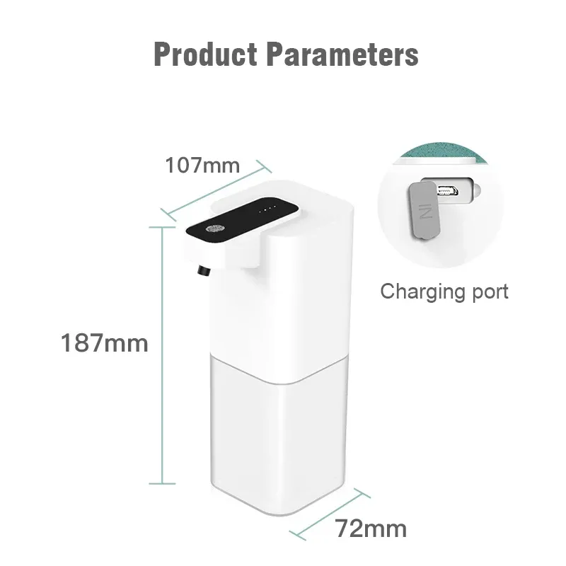 Distributeur automatique de savon liquide à capteur infrarouge, sans contact, rechargeable par USB 6