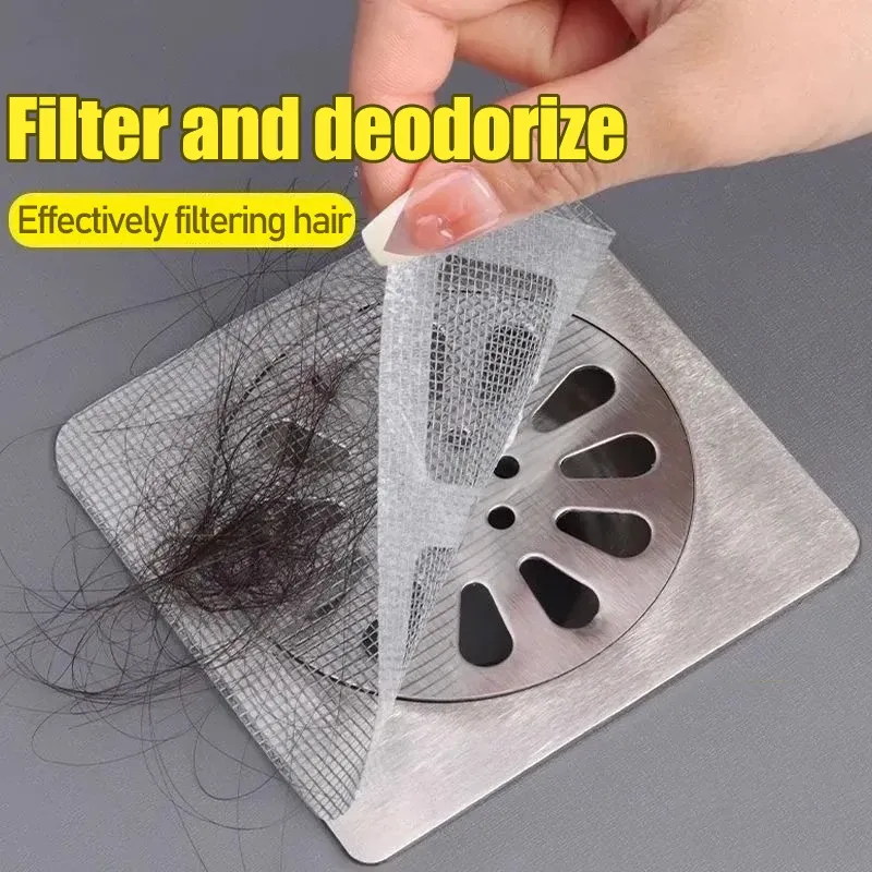Filtres à cheveux autocollants en maille pour siphon de douche et lavabo, lot de 10, 30 ou 50