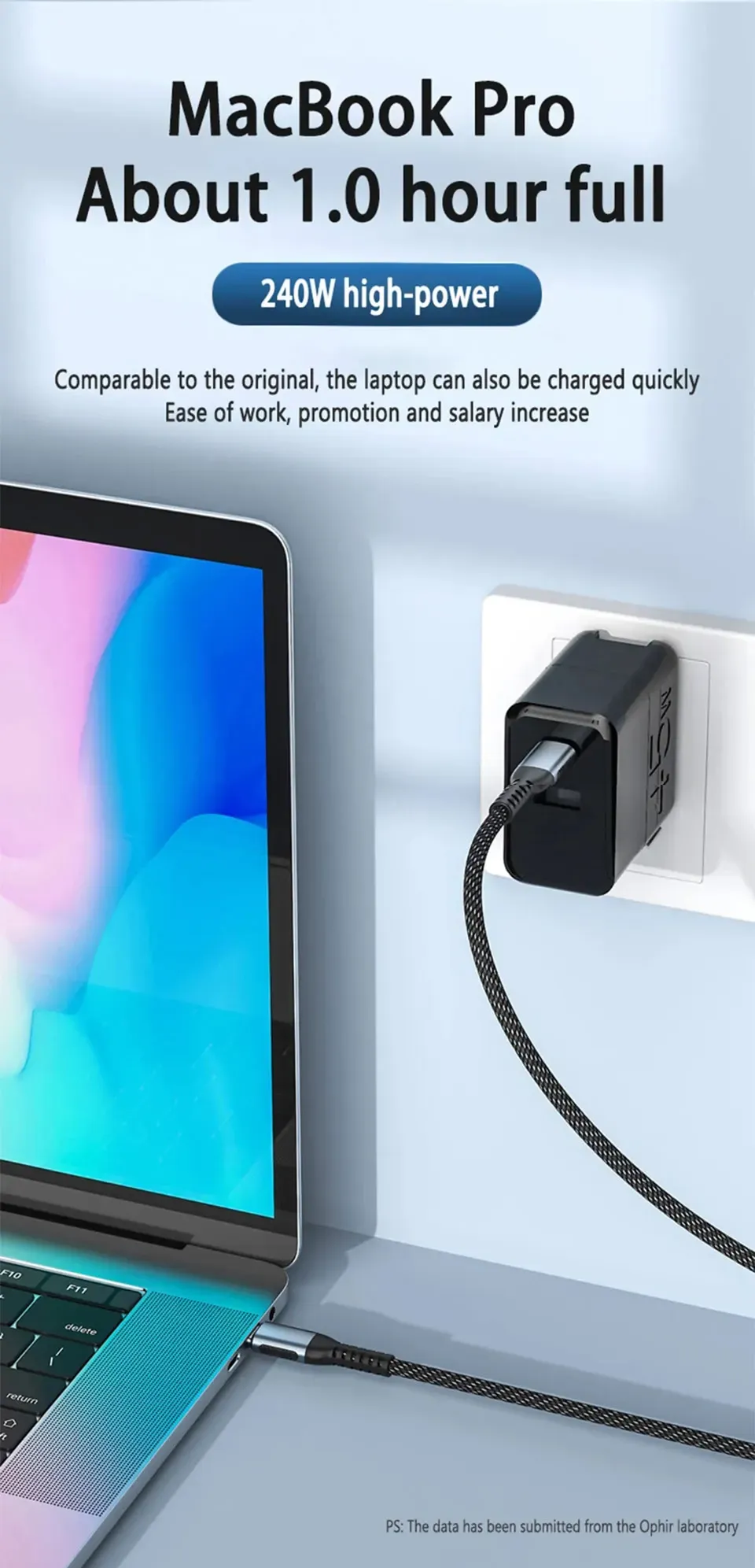 Câble USB-C vers USB-C 240W tressé en nylon noir