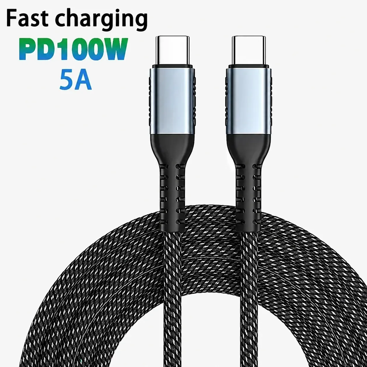 Câble de charge rapide USB-C vers USB-C 240 W PD 3.1 5 A avec puce E-Marker, gaine en nylon tressé, pour ordinateur portable, tablette et téléphone 7