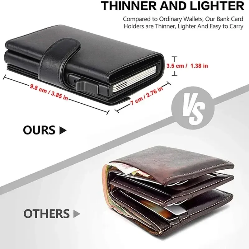 Portefeuille fin pour homme en cuir PU avec protection RFID, porte-cartes à trois volets et compartiment pour pièces 4