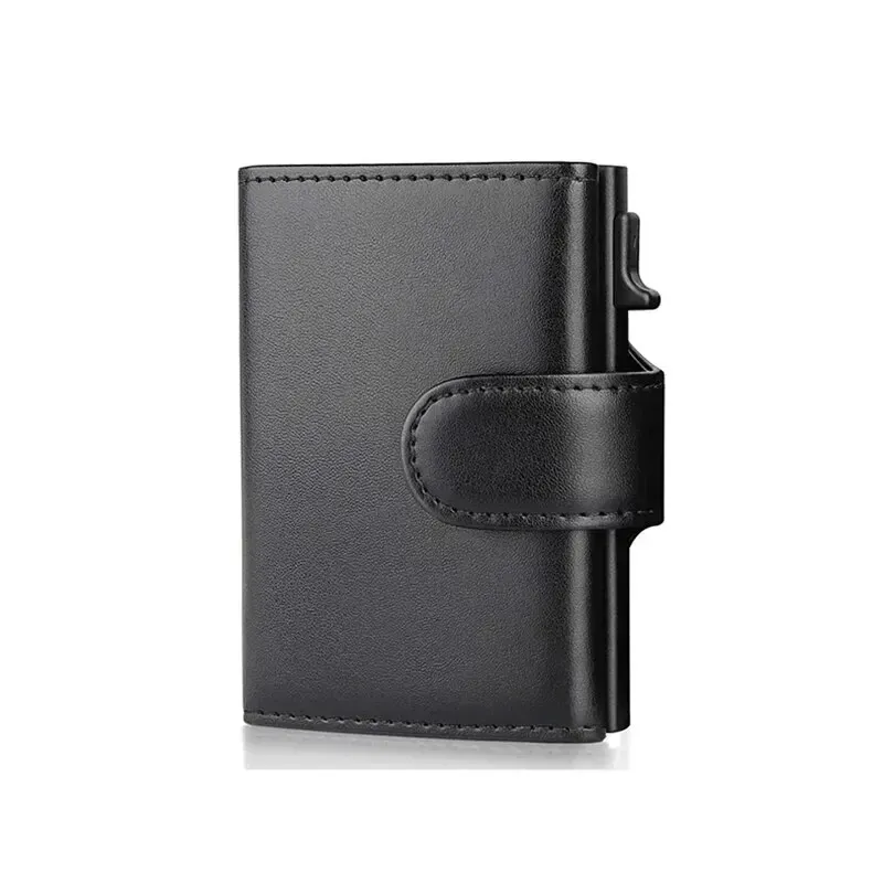 Portefeuille fin pour homme en cuir PU avec protection RFID, porte-cartes à trois volets et compartiment pour pièces 7