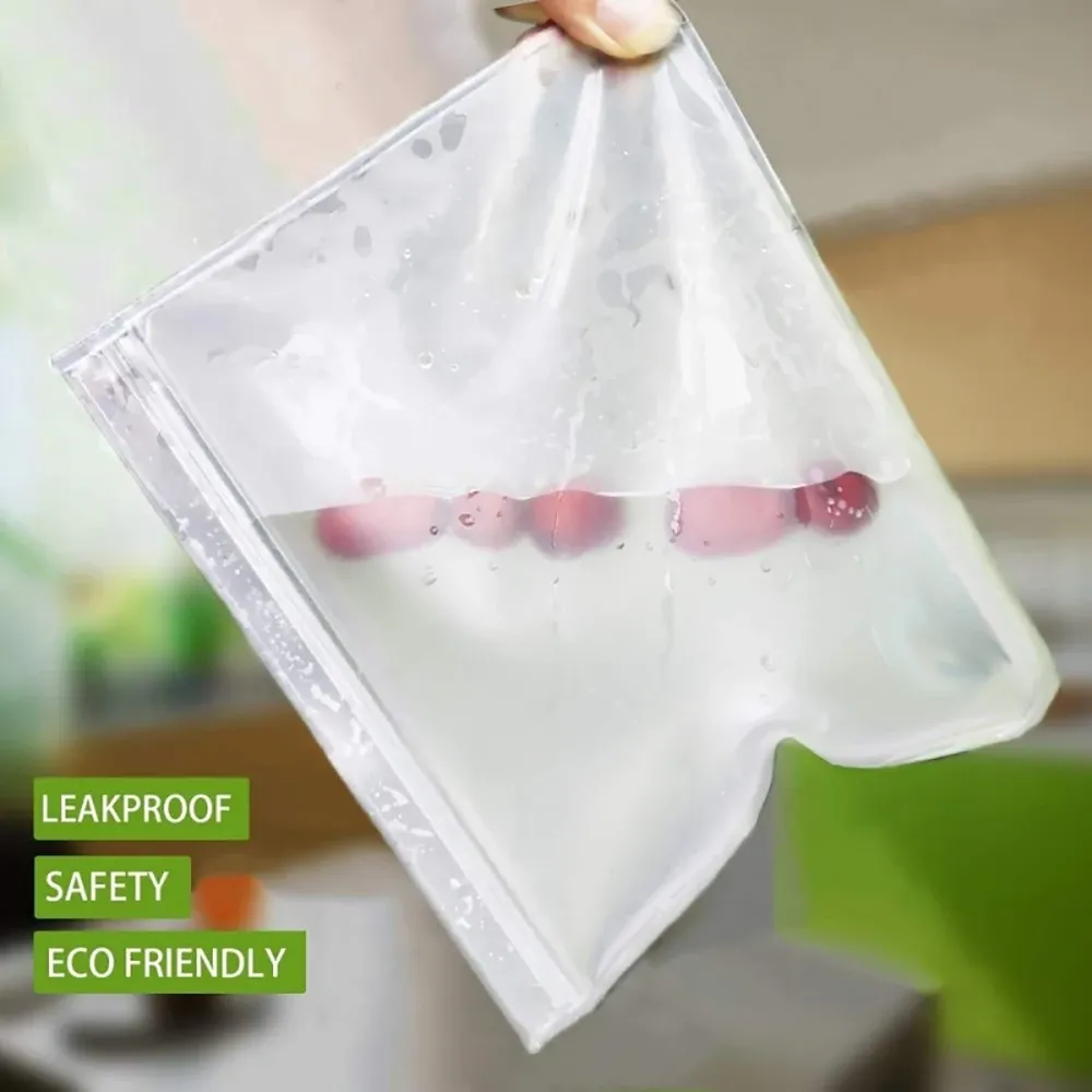 Sac de conservation des aliments en silicone, lot de 10, étanche et réutilisable, avec fermeture zippée 3