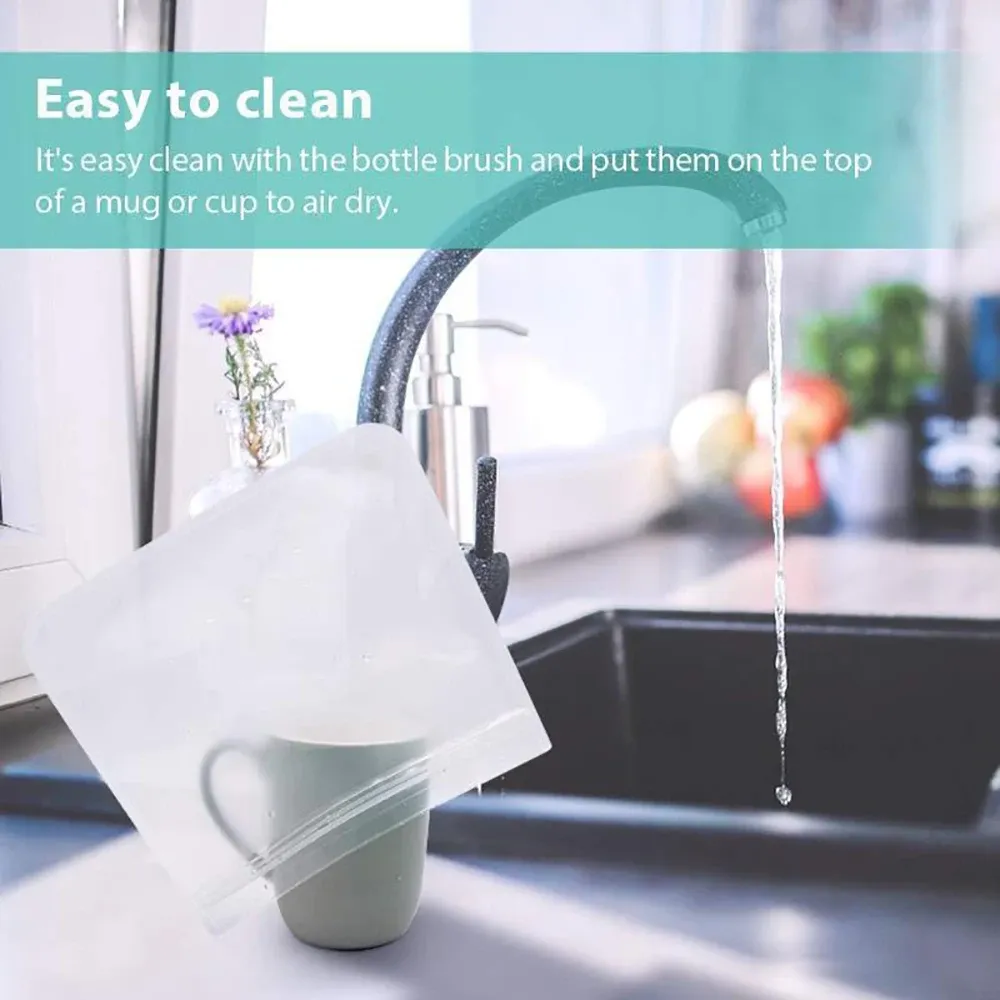 Sac de conservation des aliments en silicone, lot de 10, étanche et réutilisable, avec fermeture zippée 5