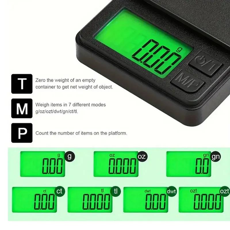 Balance électronique portable de précision 0,01 g à 100/500 g, mini balance numérique de poche pour bijoux et cuisine 4