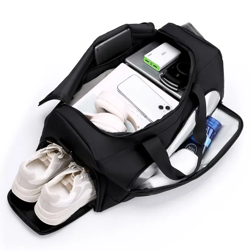 Sac de sport de grande capacité avec compartiment à chaussures, sac polochon de voyage portable, idéal pour les vacances et la salle de sport 3