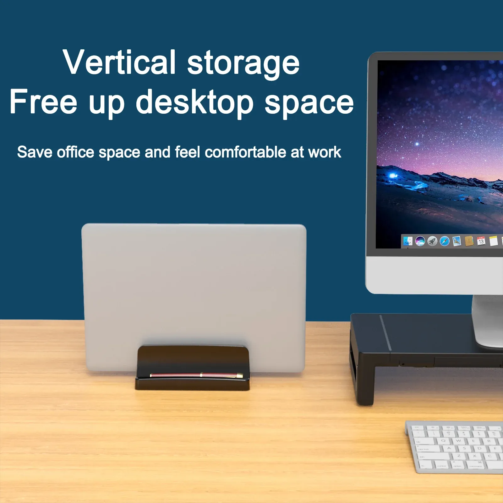 Support vertical pour ordinateur portable de bureau en plastique à double fente, design compact, compatible MacBook 4