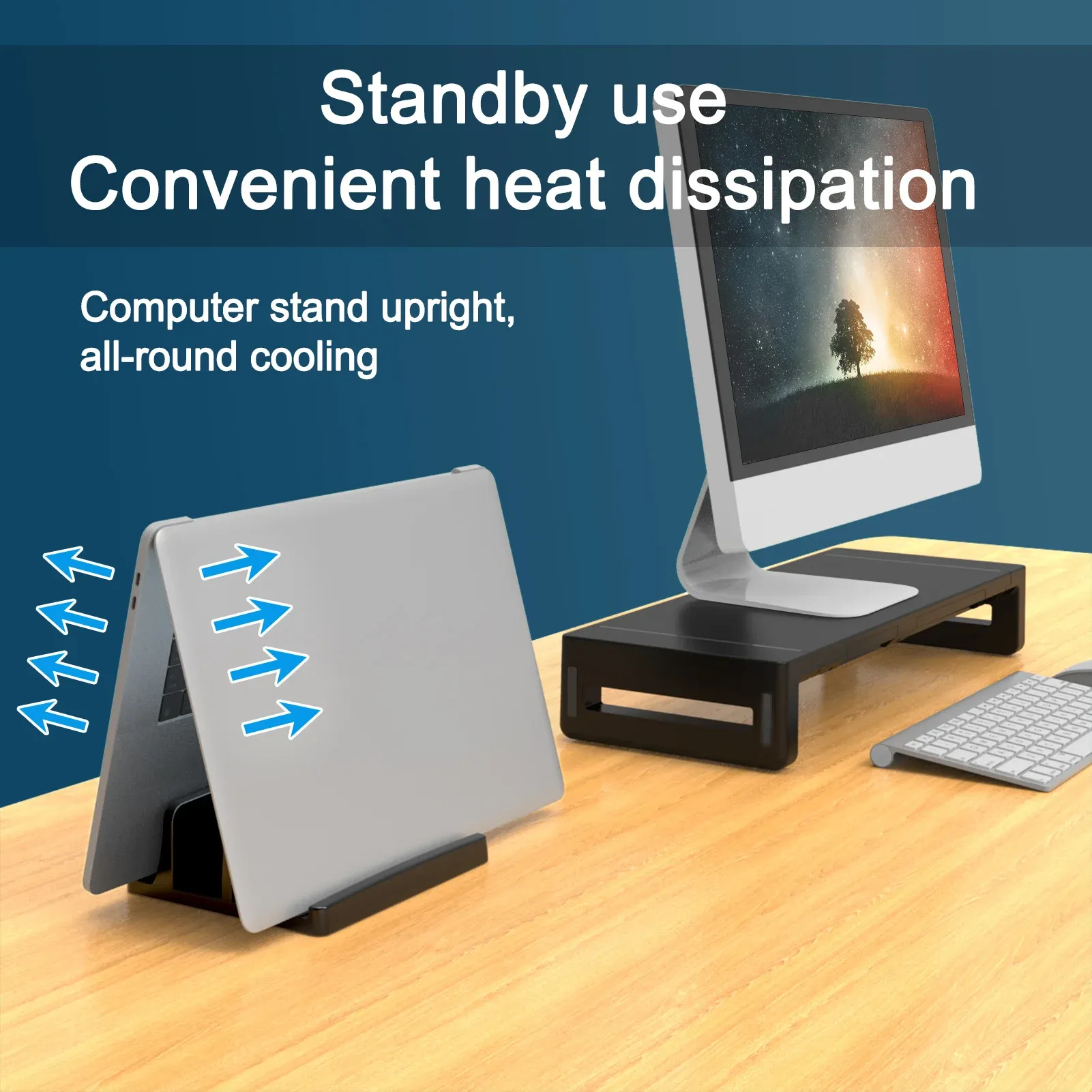 Support vertical pour ordinateur portable de bureau en plastique à double fente, design compact, compatible MacBook 5