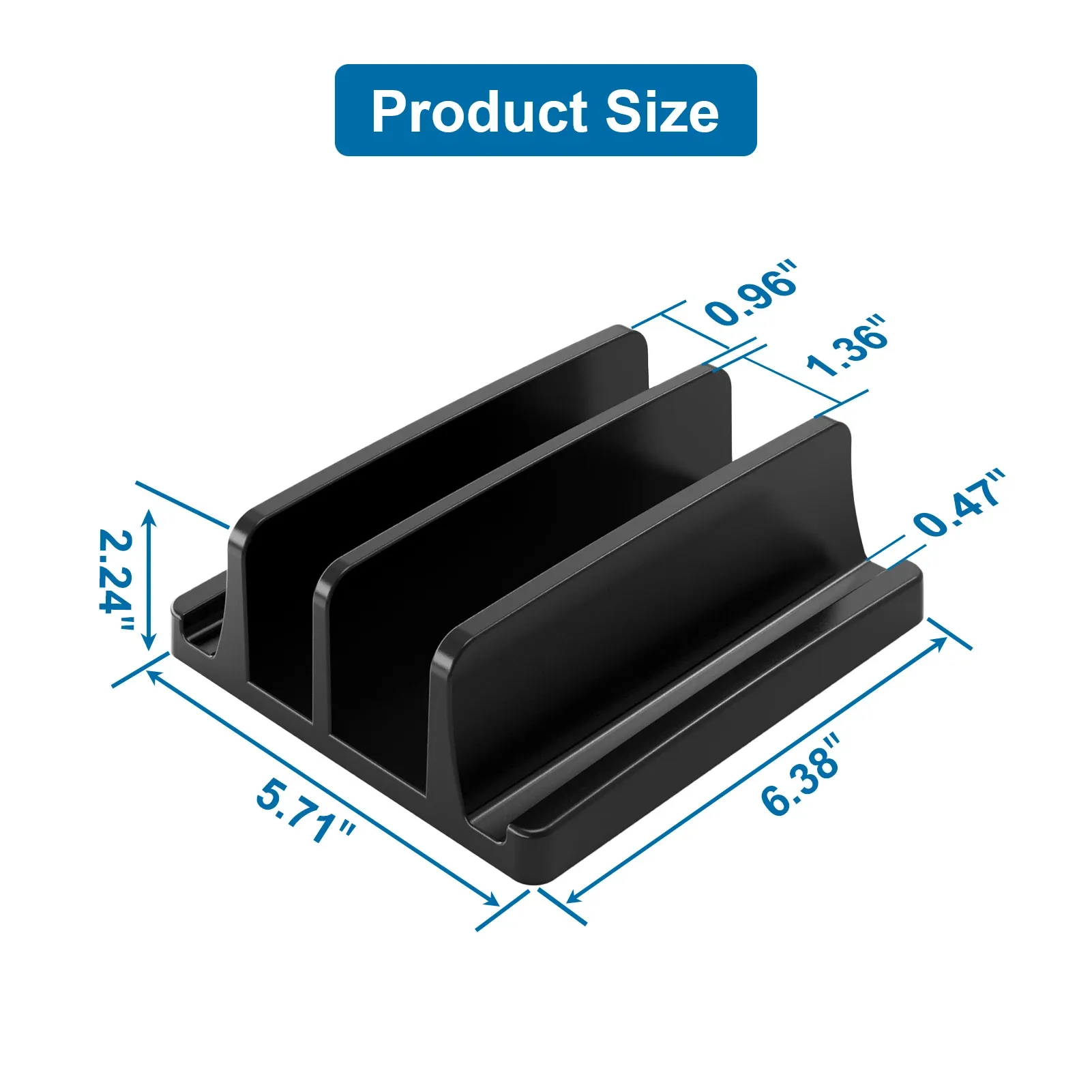 Support vertical pour ordinateur portable de bureau en plastique à double fente, design compact, compatible MacBook 6