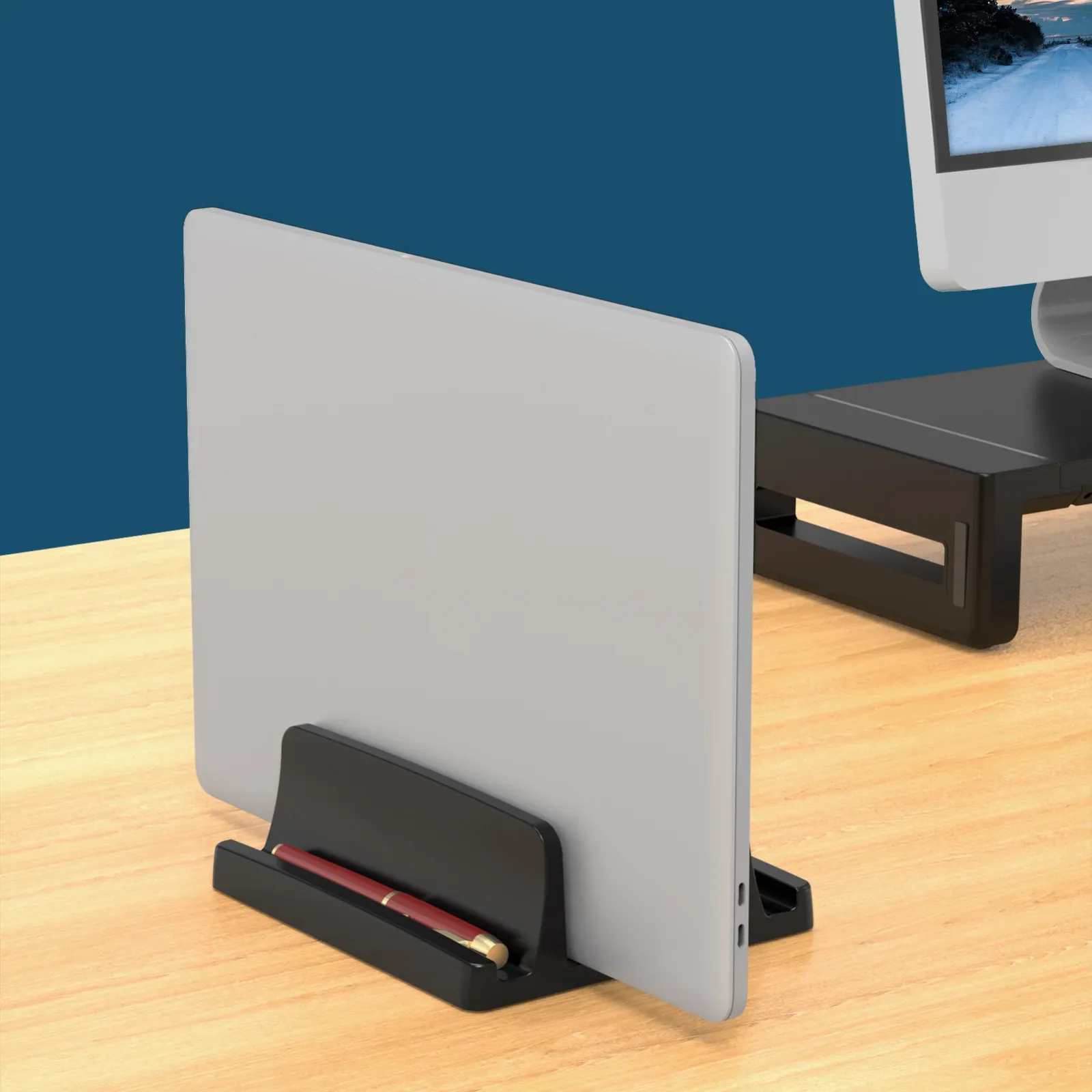 Support vertical pour ordinateur portable en situation