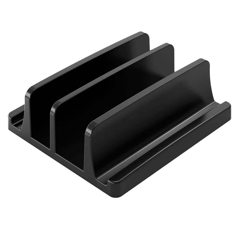Support vertical pour ordinateur portable de bureau en plastique à double fente, design compact, compatible MacBook 7