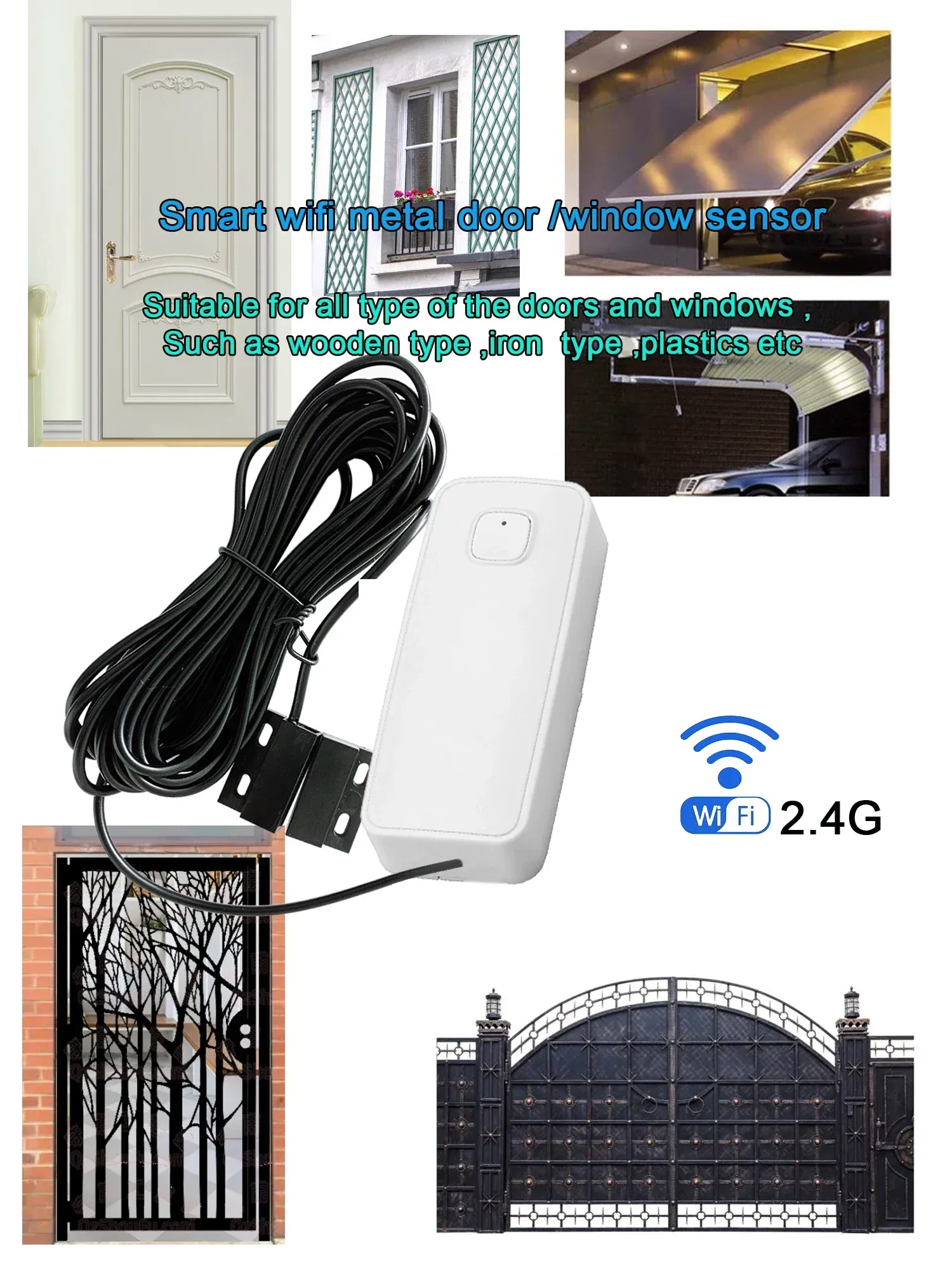 Capteur magnétique WiFi Tuya pour porte et fenêtre, détecteur d'ouverture et de fermeture intelligent compatible alarme de sécurité 4