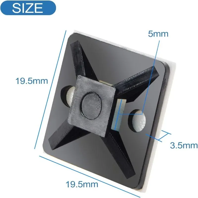 100 attaches-câbles auto-adhésives noires et blanches - Clips de gestion des câbles pour bureau 2