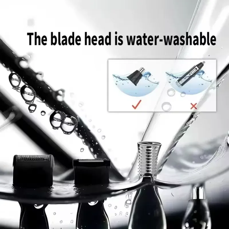 Tondeuse à poils de nez Kemei-6630, rechargeable, pour le nettoyage des oreilles et du nez, tondeuse à barbe pour homme, rasoir et kit de toilettage des sourcils 2