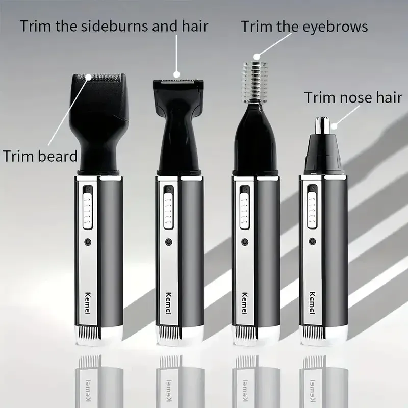 Tondeuse à poils de nez Kemei-6630, rechargeable, pour le nettoyage des oreilles et du nez, tondeuse à barbe pour homme, rasoir et kit de toilettage des sourcils 6