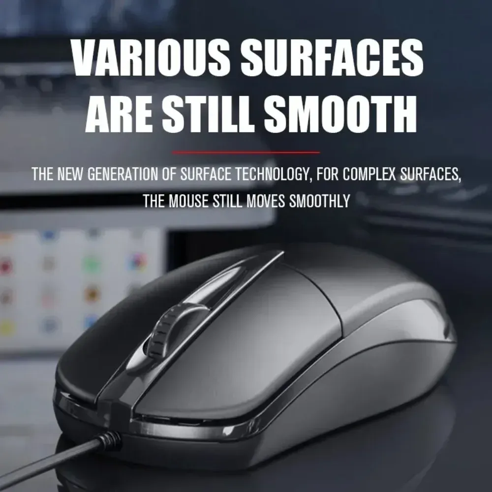 Souris optique filaire USB 1200 DPI pour ordinateur portable et de bureau 3