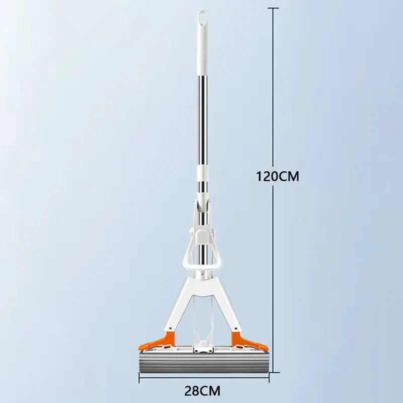 Vadrouille plate en coton et caoutchouc à essorage automatique, réutilisable, mains libres 6