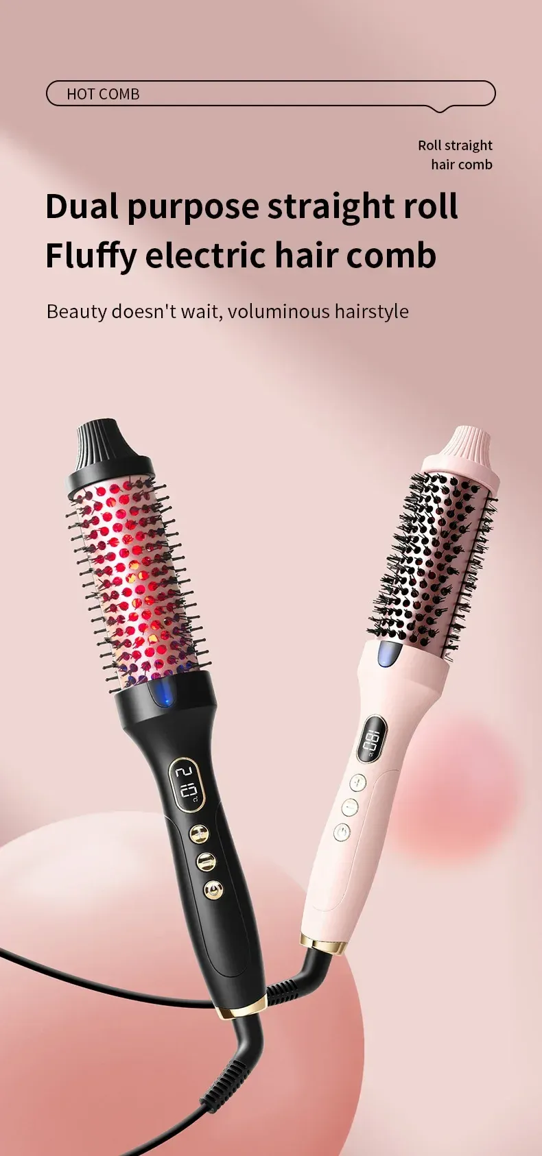 Brosse lissante et bouclante Fluffy Comb en situation