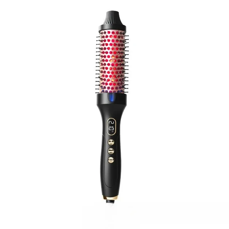 Brosse lissante et bouclante 2 en 1 Fluffy Comb, fer à friser chauffant PTC à lumière rouge pour soins capillaires 8