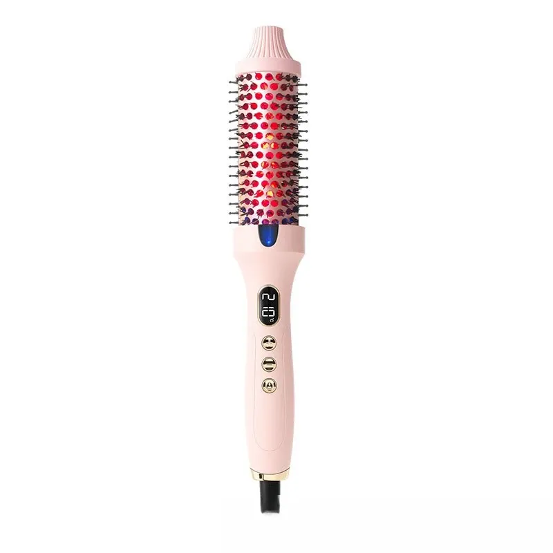 Brosse lissante et bouclante 2 en 1 Fluffy Comb, fer à friser chauffant PTC à lumière rouge pour soins capillaires 9