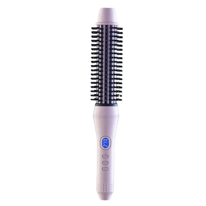 Brosse lissante et bouclante 2 en 1 Fluffy Comb, fer à friser chauffant PTC à lumière rouge pour soins capillaires 7