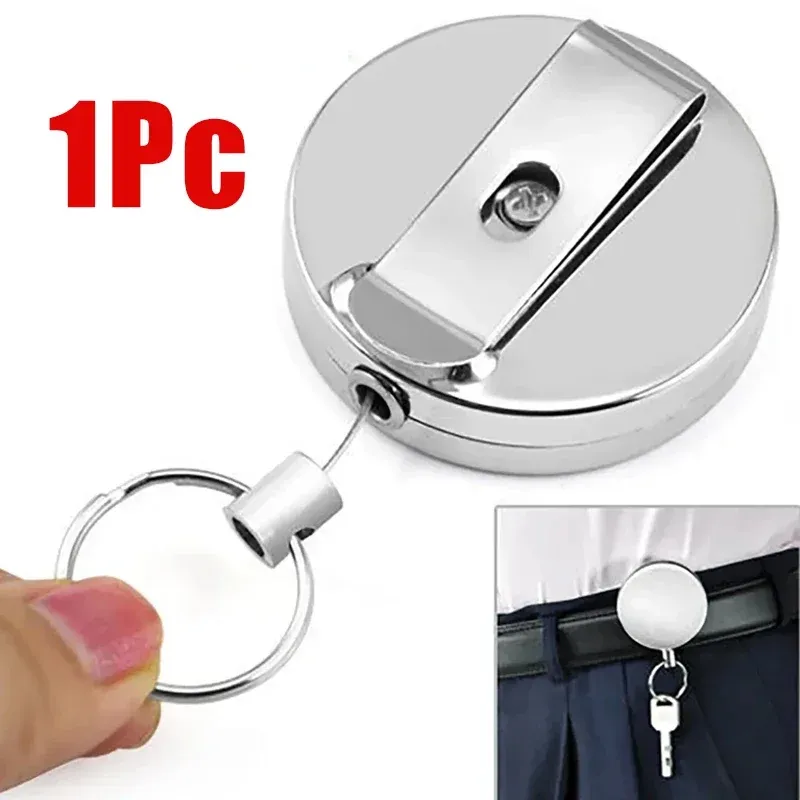 Porte-badge rétractable en métal avec clip de ceinture