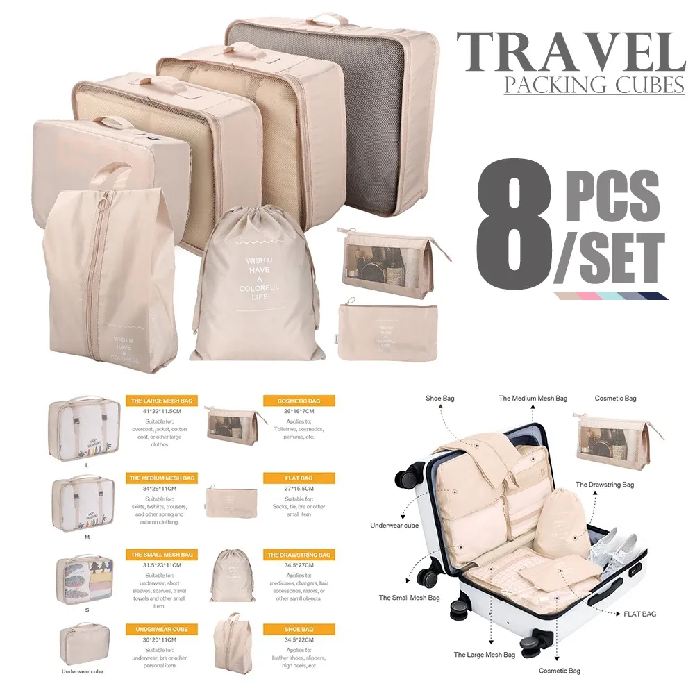 Ensemble de cubes de rangement de voyage en nylon
