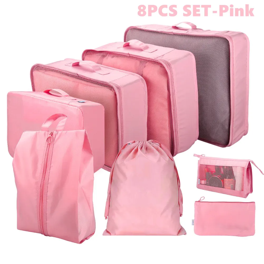 Ensemble de 8/6 pièces organisateurs de voyage à grande capacité pour bagages, vêtements et chaussures, avec pochettes de tri et cubes d'emballage 20
