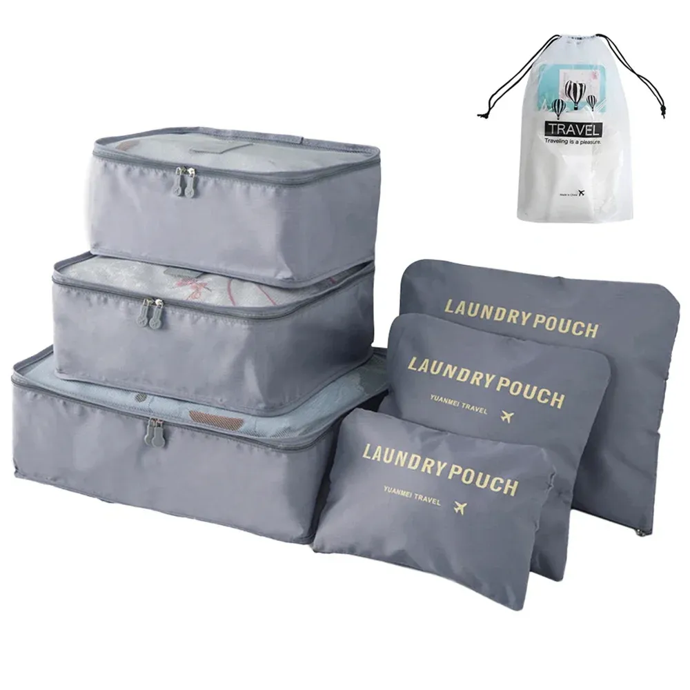 Ensemble de 8/6 pièces organisateurs de voyage à grande capacité pour bagages, vêtements et chaussures, avec pochettes de tri et cubes d'emballage 17