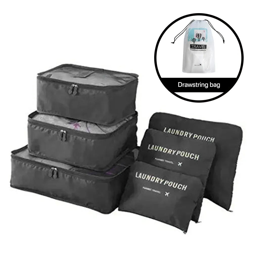 Ensemble de 8/6 pièces organisateurs de voyage à grande capacité pour bagages, vêtements et chaussures, avec pochettes de tri et cubes d'emballage 15