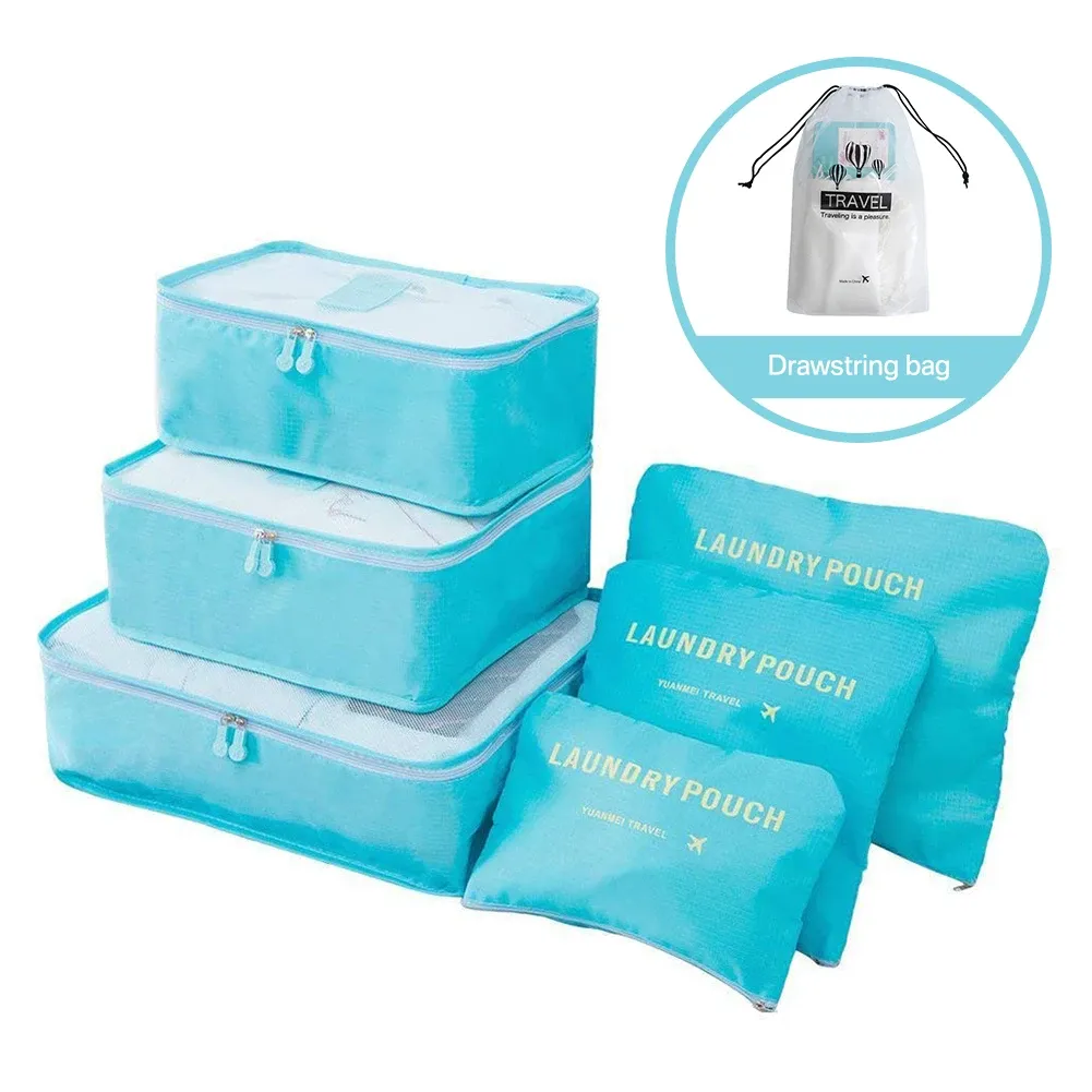 Ensemble de 8/6 pièces organisateurs de voyage à grande capacité pour bagages, vêtements et chaussures, avec pochettes de tri et cubes d'emballage 13