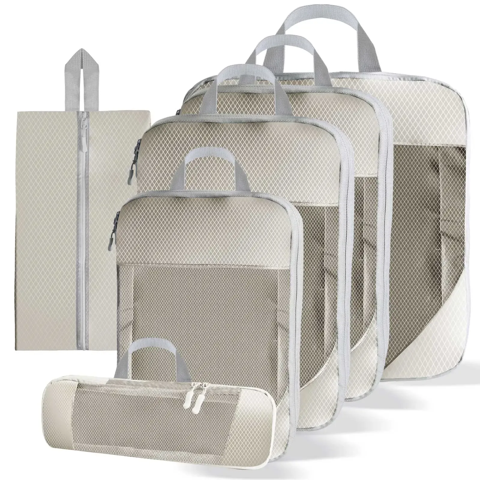 Ensemble de 8/6 pièces organisateurs de voyage à grande capacité pour bagages, vêtements et chaussures, avec pochettes de tri et cubes d'emballage 27
