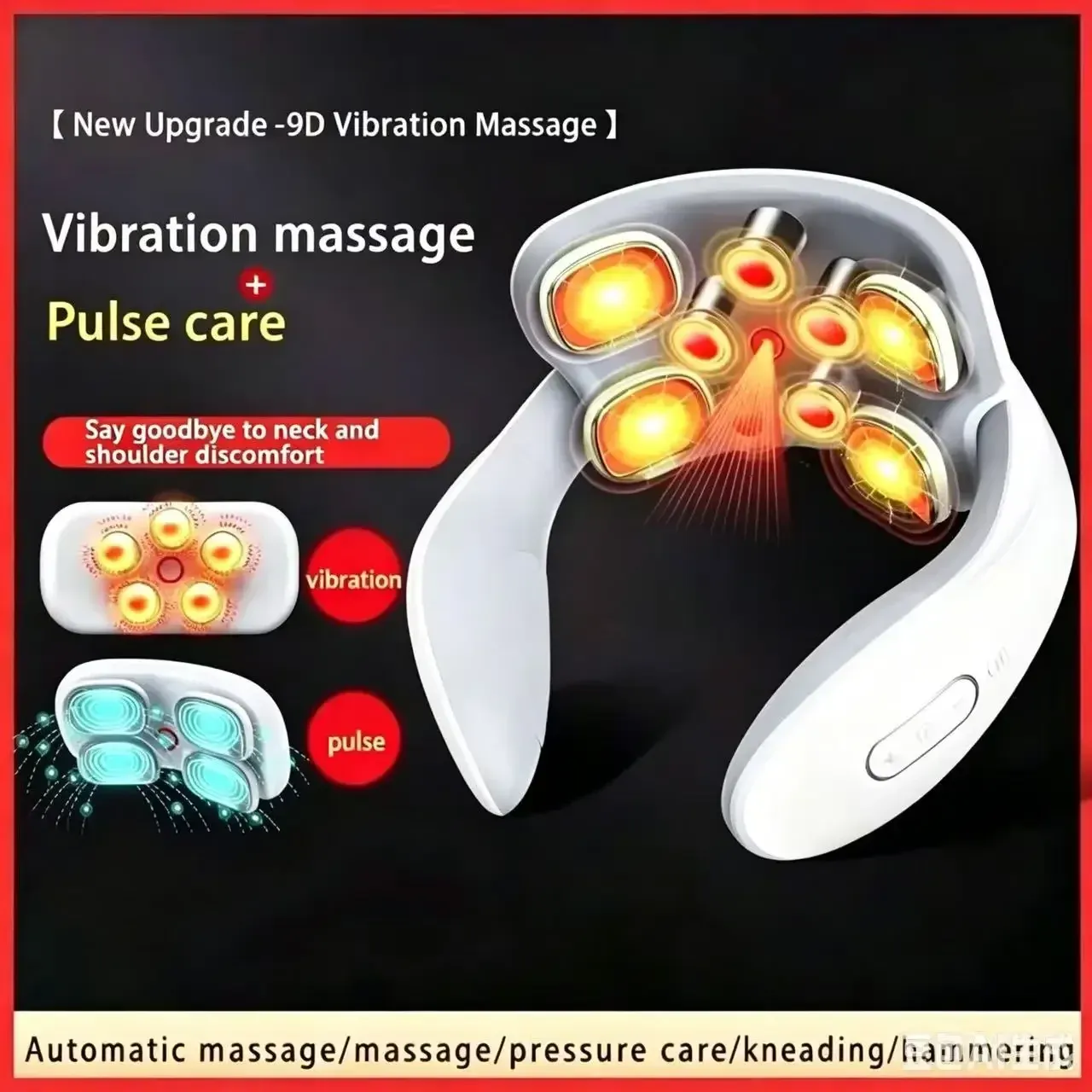 Appareil de massage intelligent pour épaules et cou, masseur de relaxation portable, lumière rouge H88/H66 3