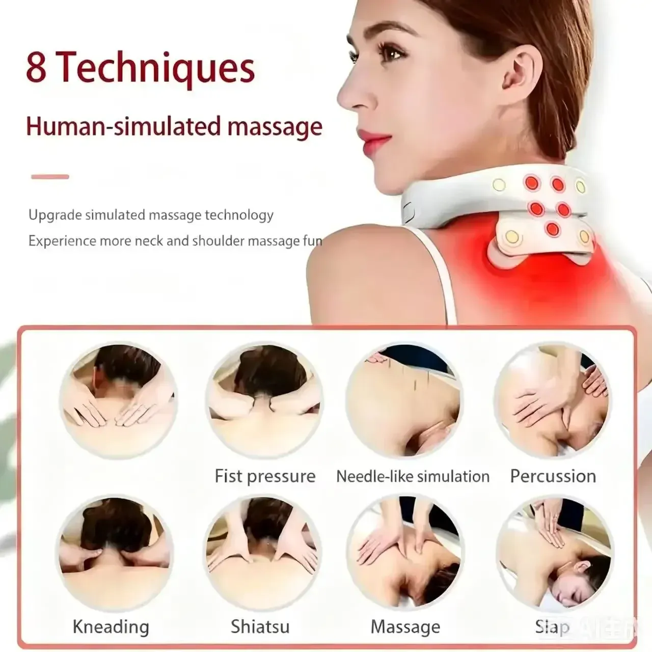 Appareil de massage intelligent pour épaules et cou, masseur de relaxation portable, lumière rouge H88/H66 4