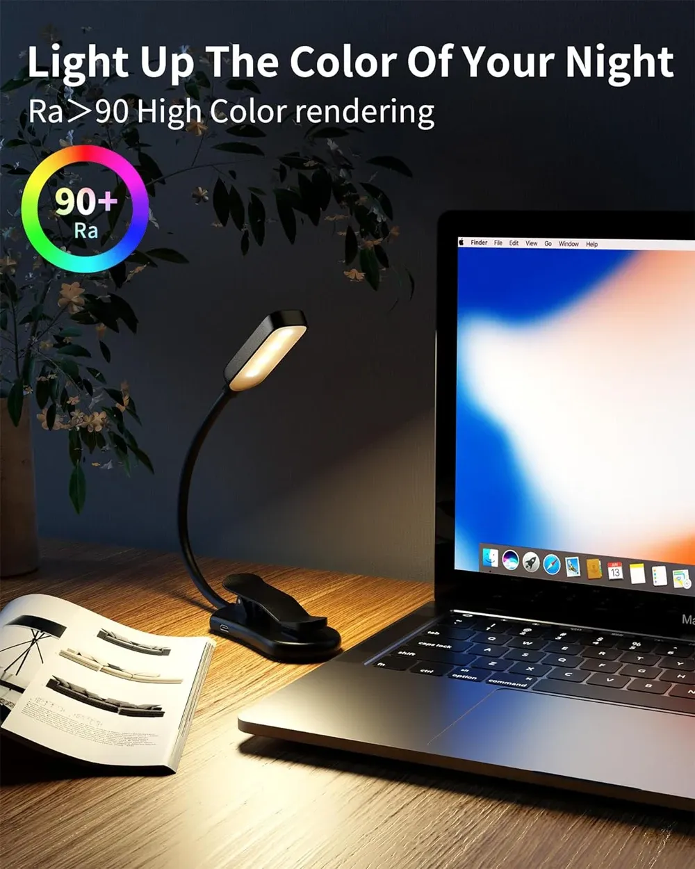 Lampe de lecture rechargeable à LED avec 3 températures de couleur et luminosité réglable, conçue pour le confort visuel 5